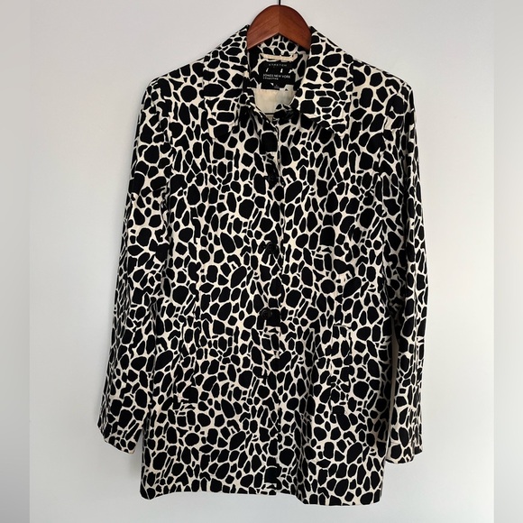 Jones New York Black and White Animal Print Girafe print Jacket size large - Picture 2 of 5